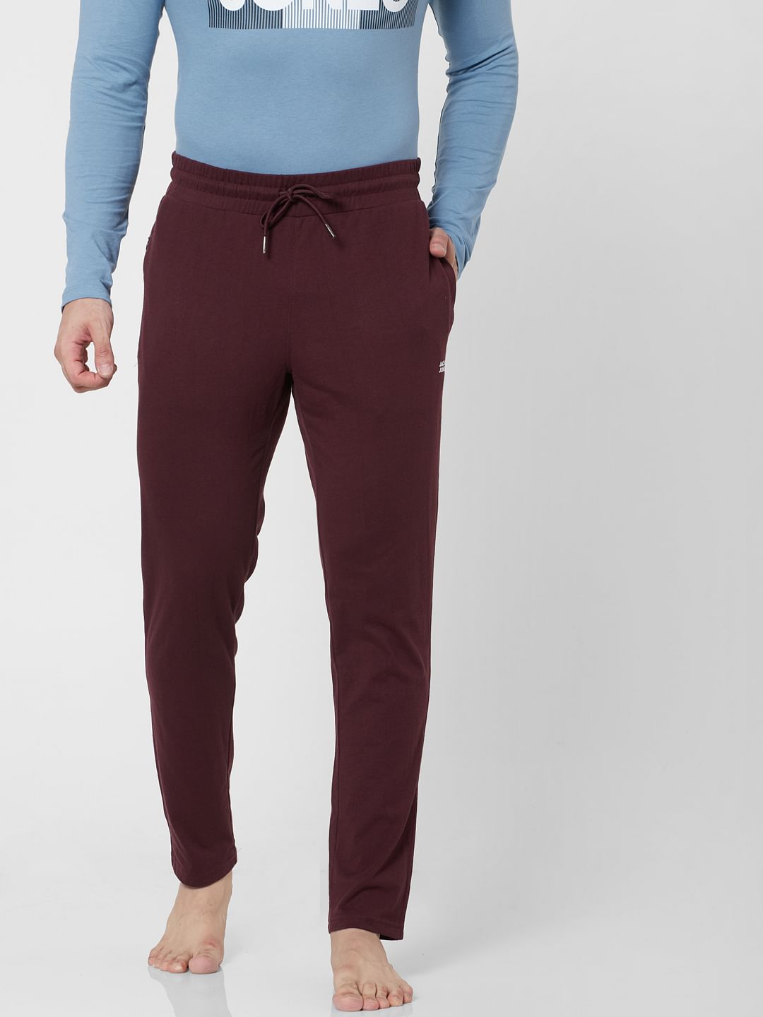 Maroon Mid Rise Trackpants