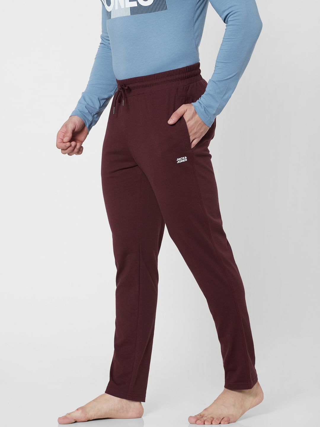 Maroon Mid Rise Trackpants
