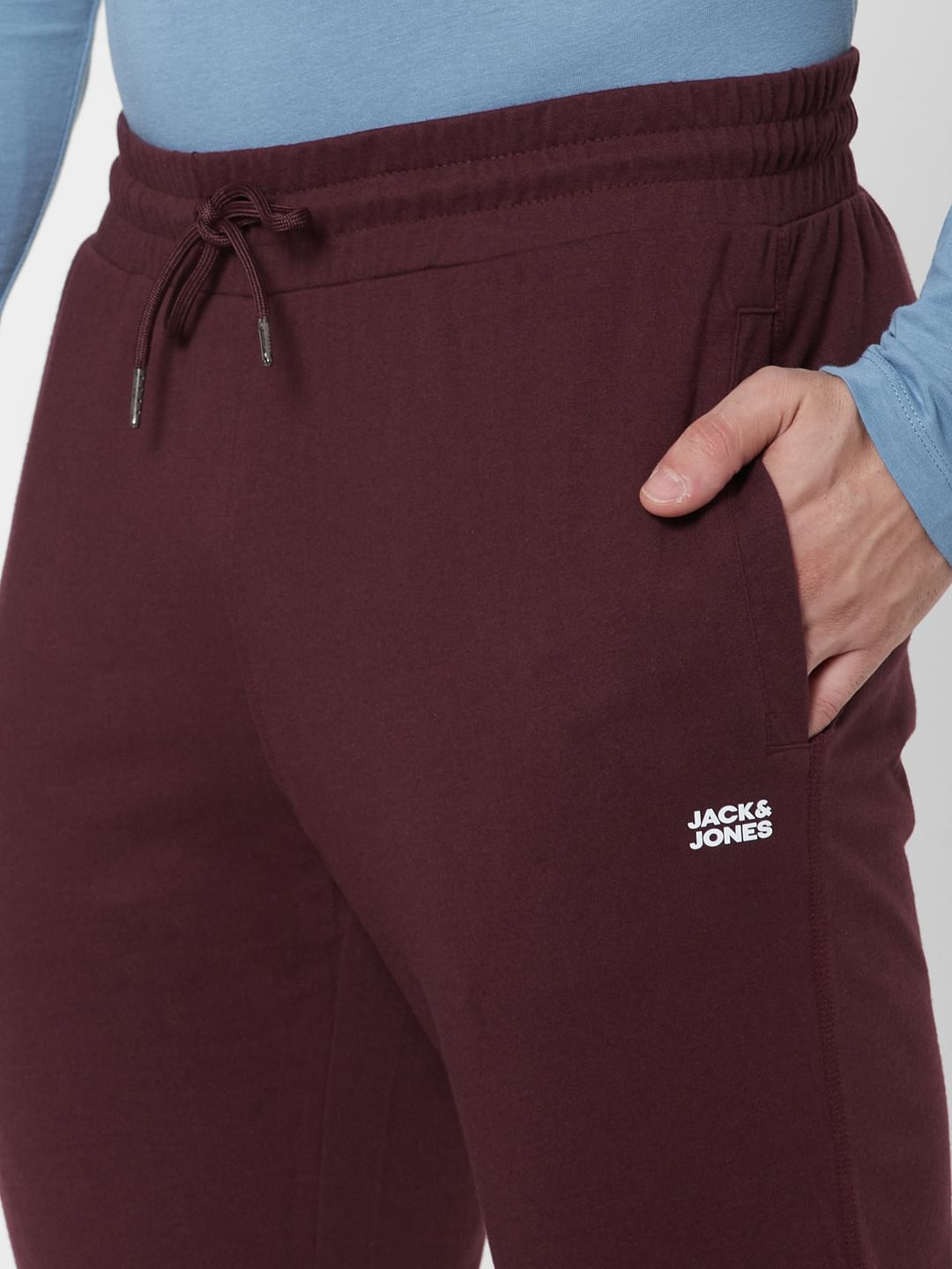 Maroon Mid Rise Trackpants