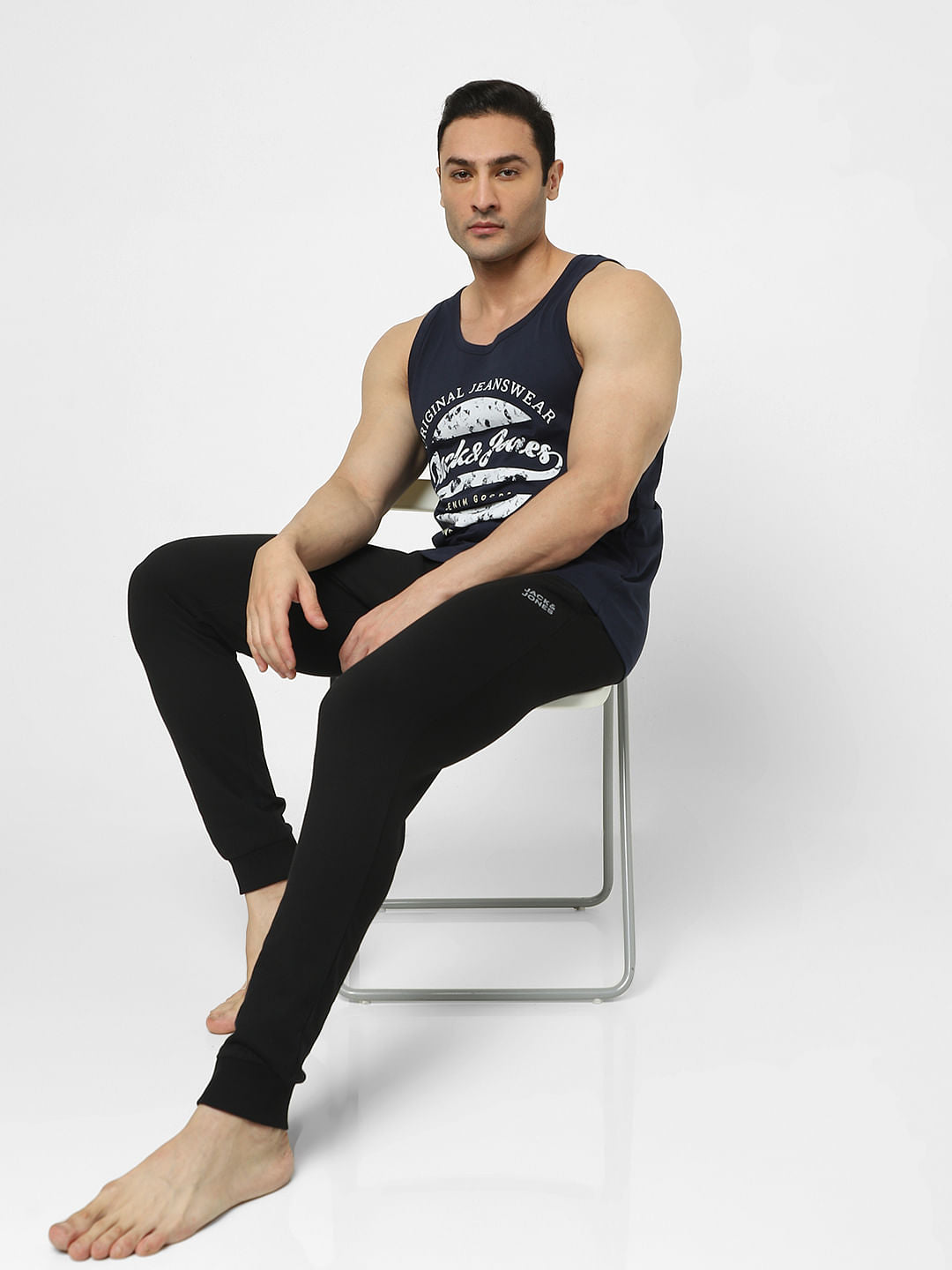 Black Mid Rise Jogger Trackpants