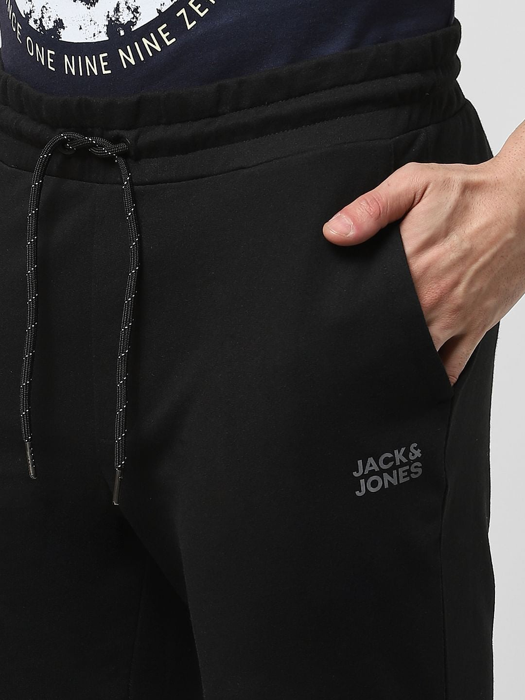 Black Mid Rise Jogger Trackpants