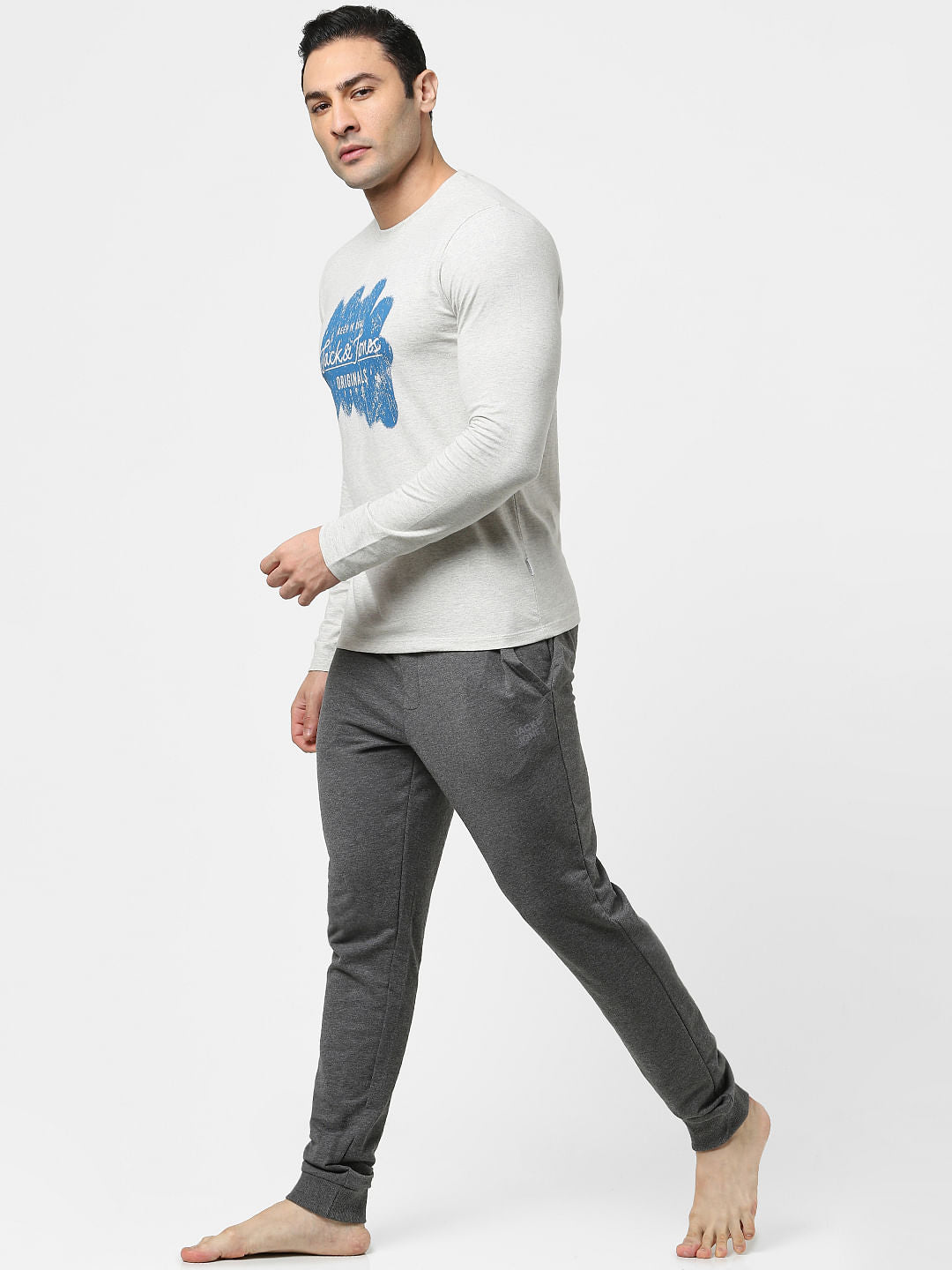 Grey Mid Rise Jogger Trackpants