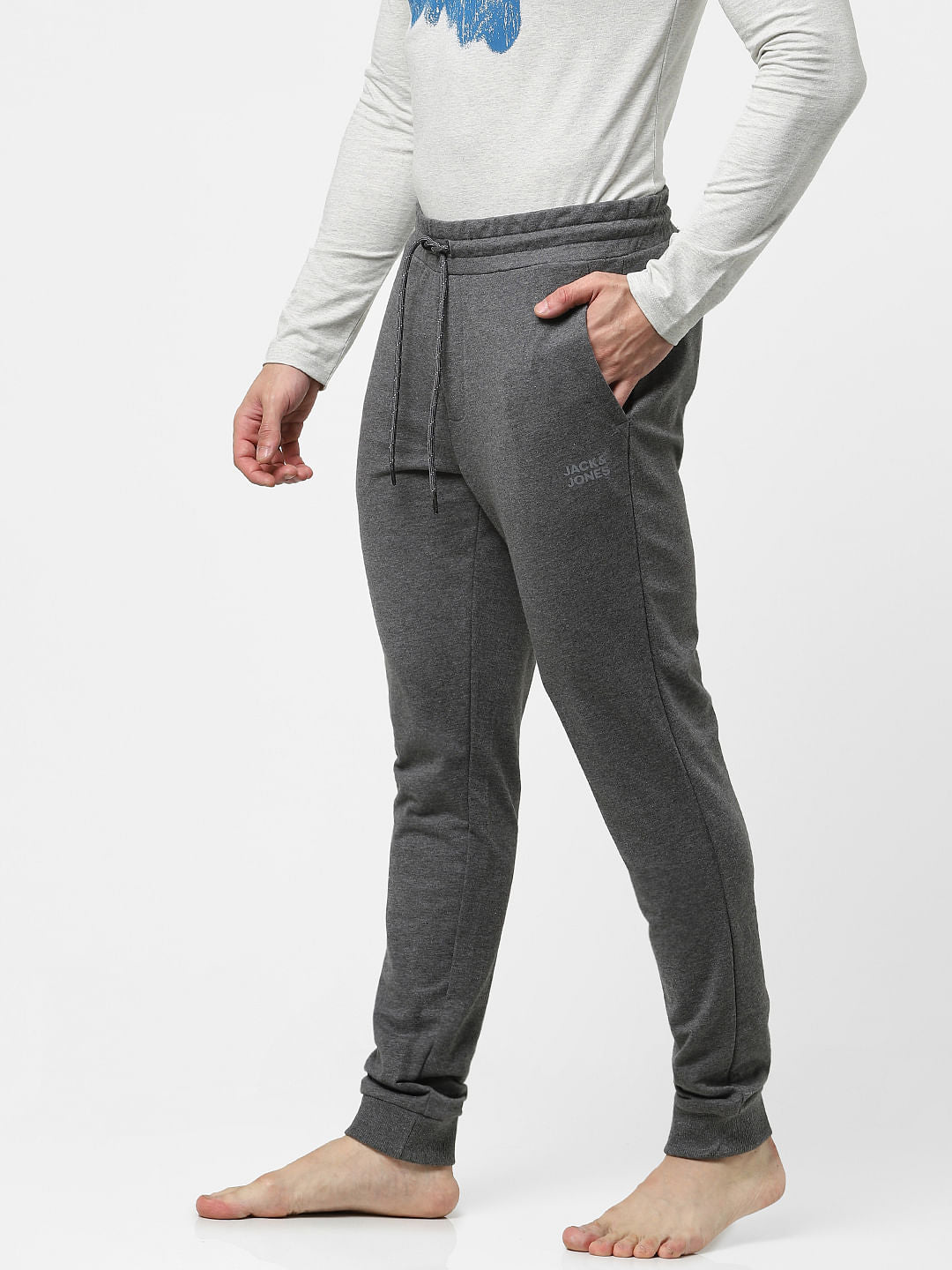 Grey Mid Rise Jogger Trackpants