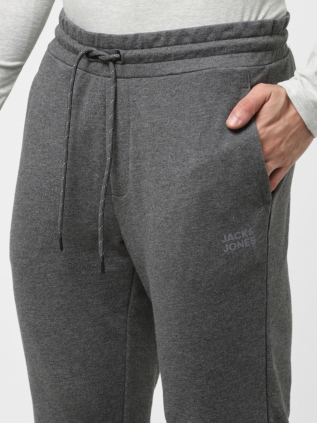 Grey Mid Rise Jogger Trackpants