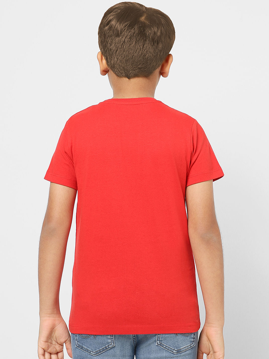 Boys Red Graphic Print Crew Neck T-shirt