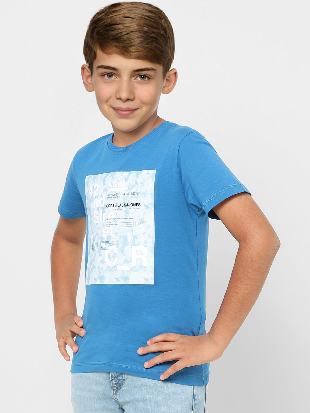 Boys Blue Graphic Print T-shirt