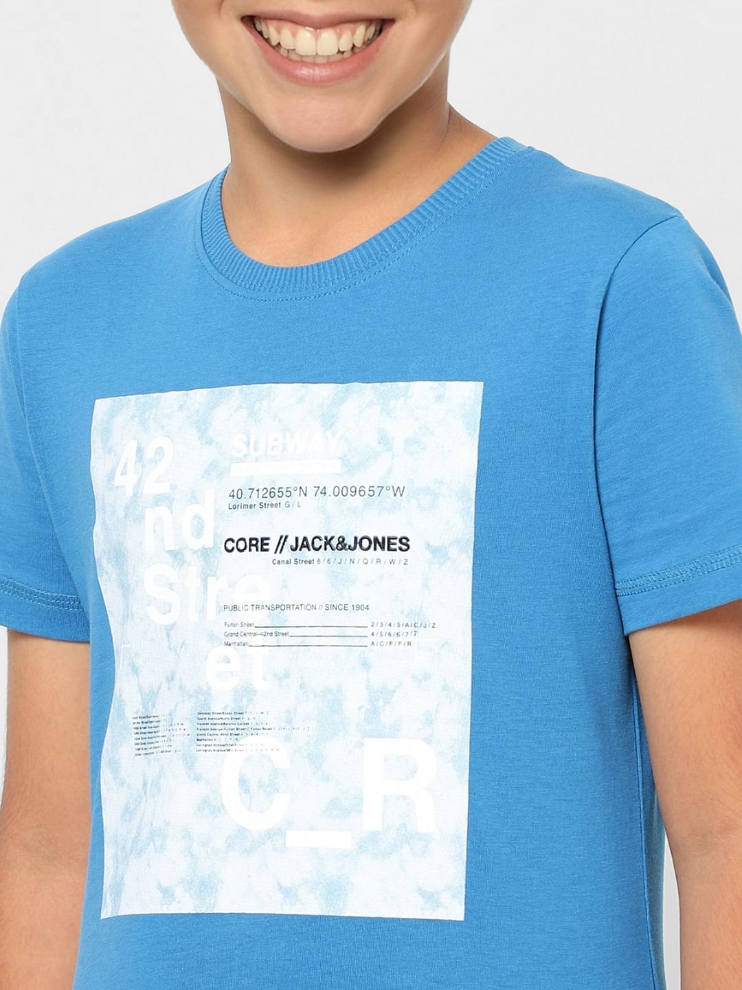 Boys Blue Graphic Print T-shirt