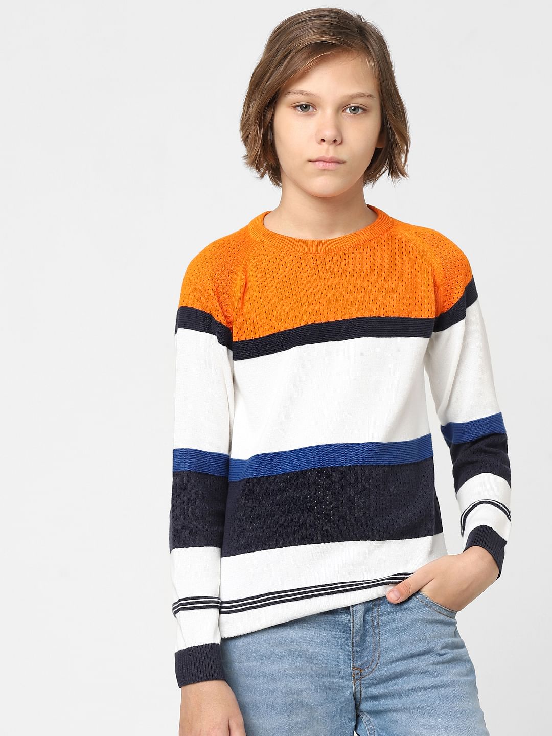 BOYS Multi Coloured Mesh Detail Pullover