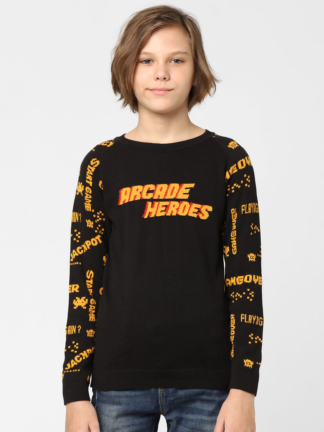 BOYS Black Graphic Print Pullover
