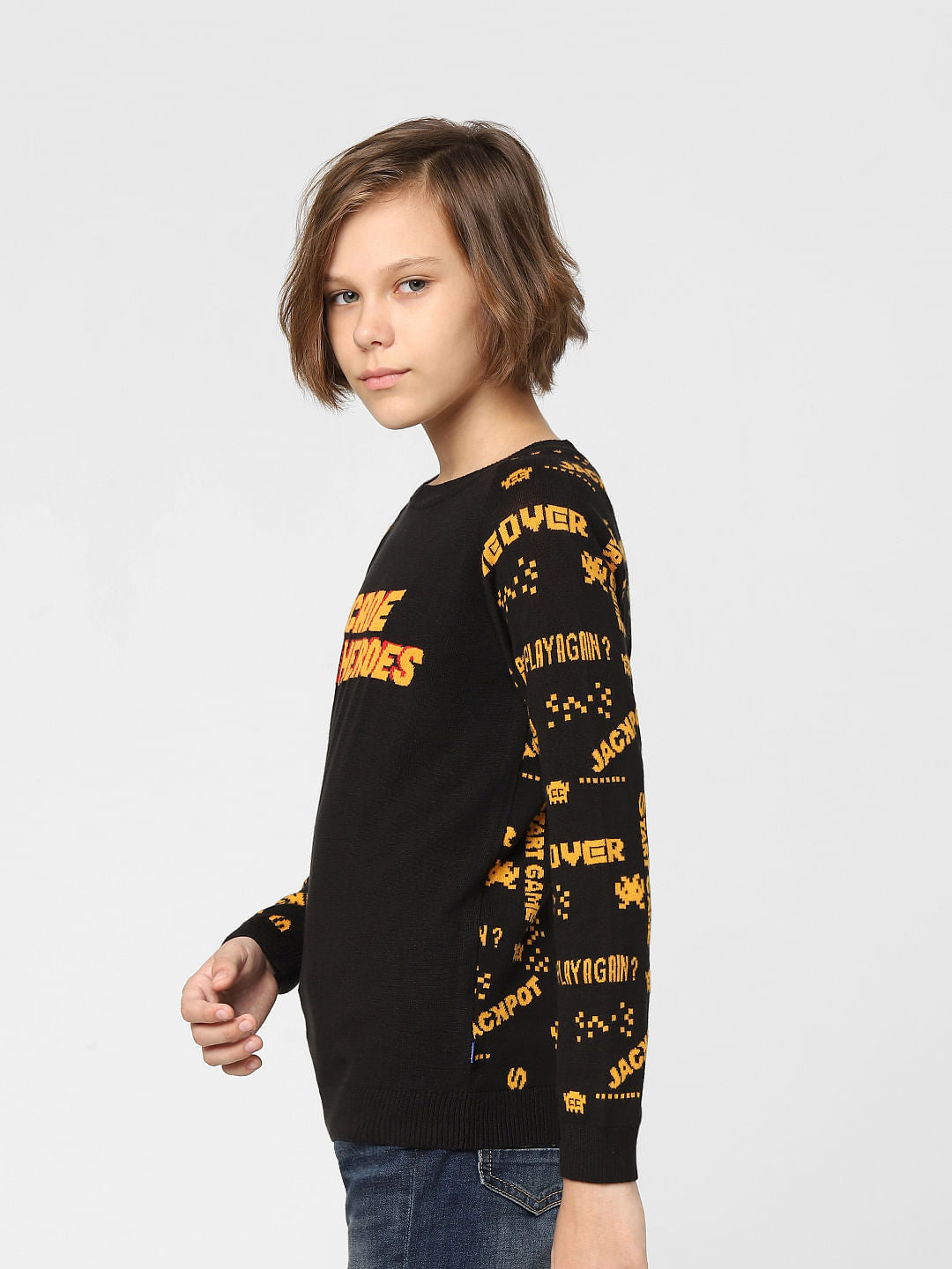 BOYS Black Graphic Print Pullover
