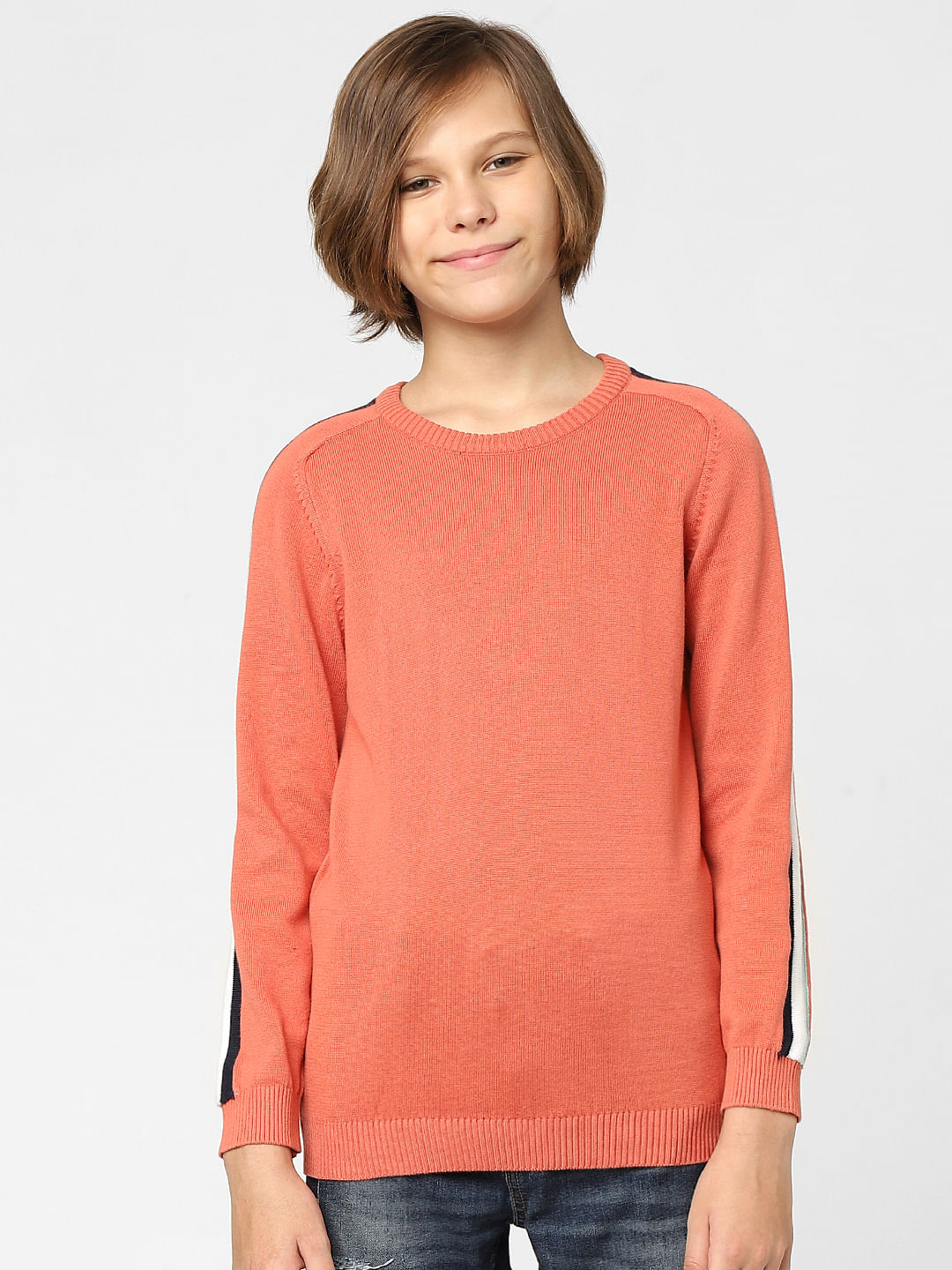 BOYS Orange Tape Detail Pullover