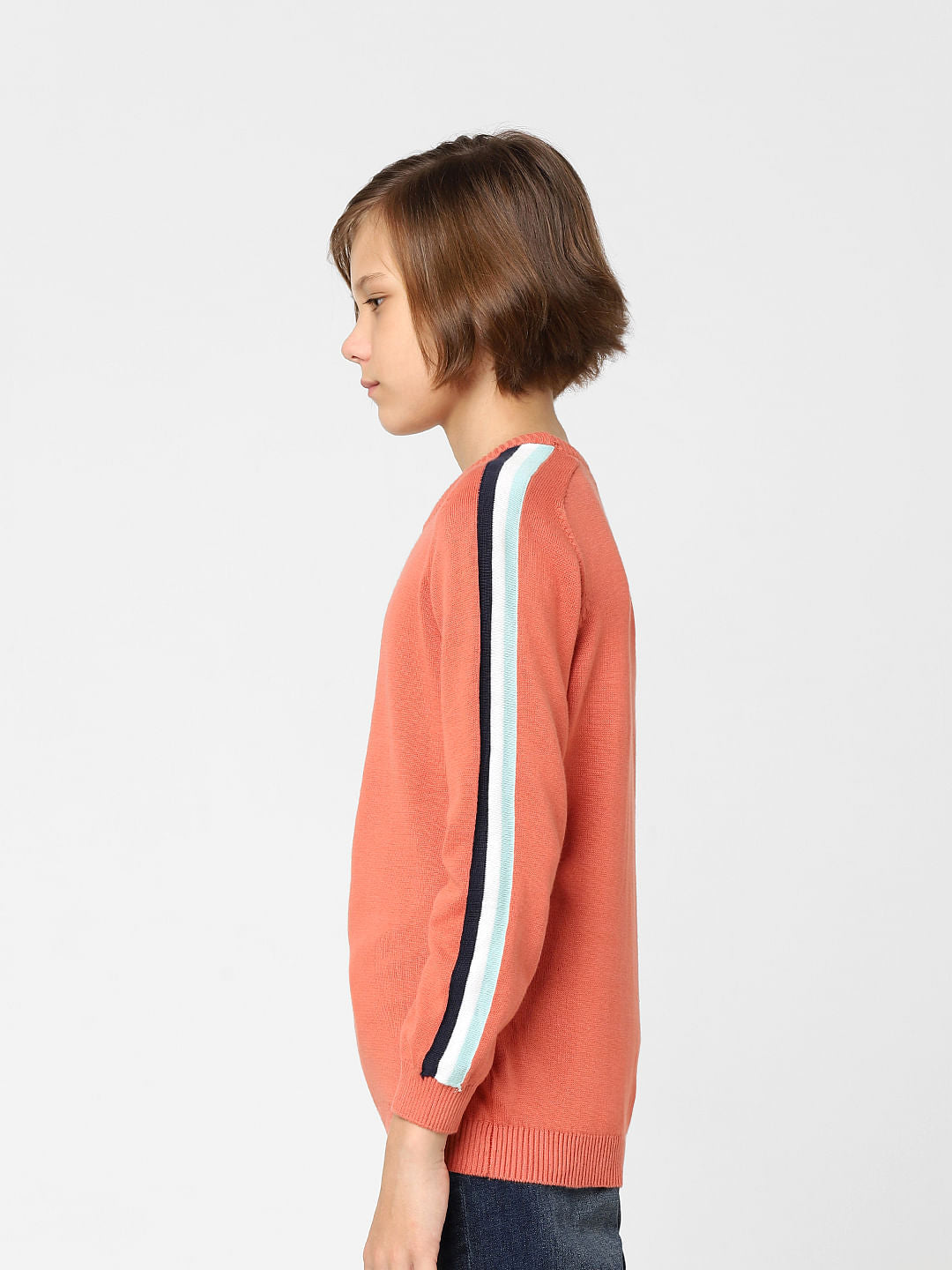 BOYS Orange Tape Detail Pullover