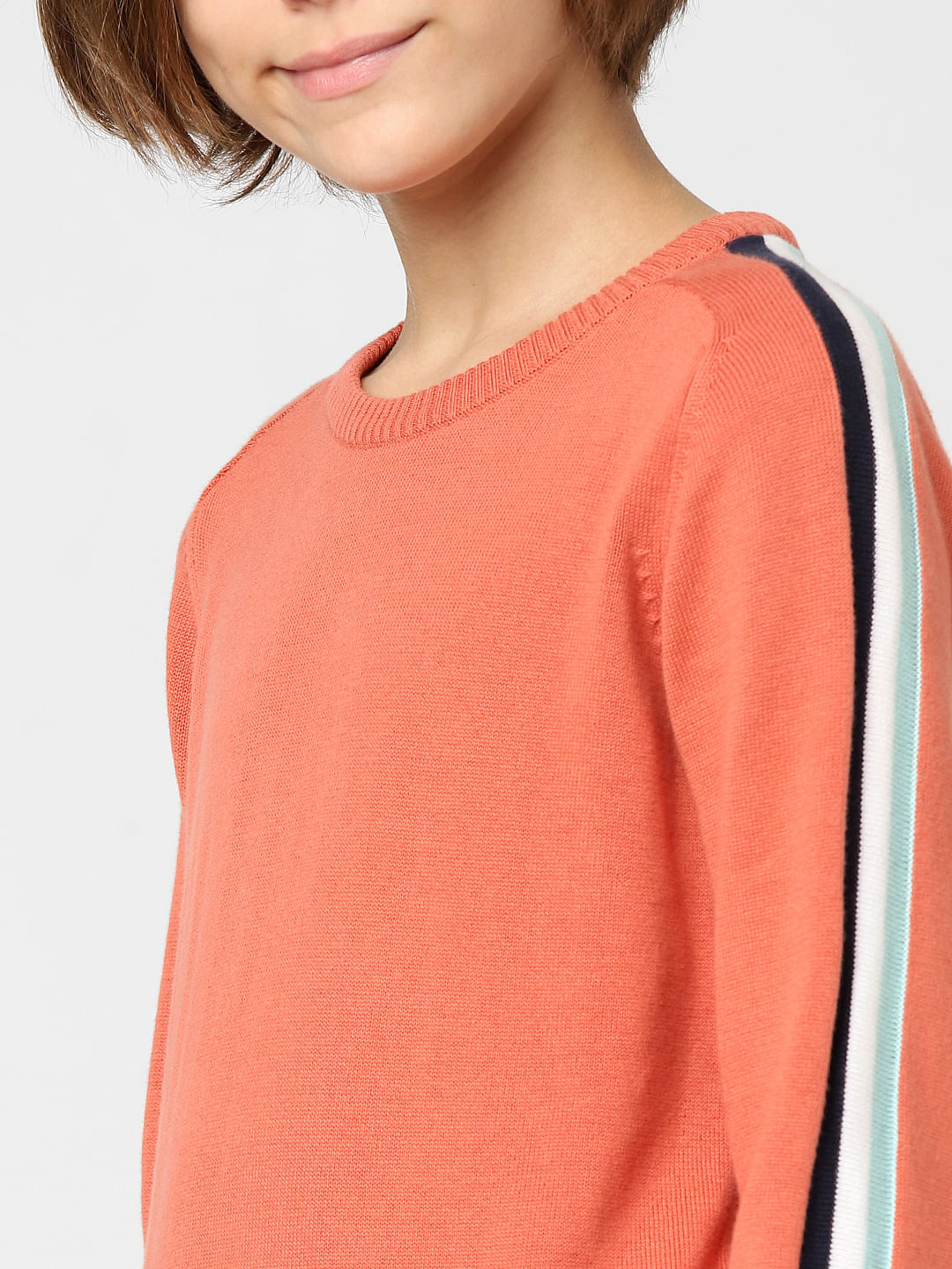 BOYS Orange Tape Detail Pullover