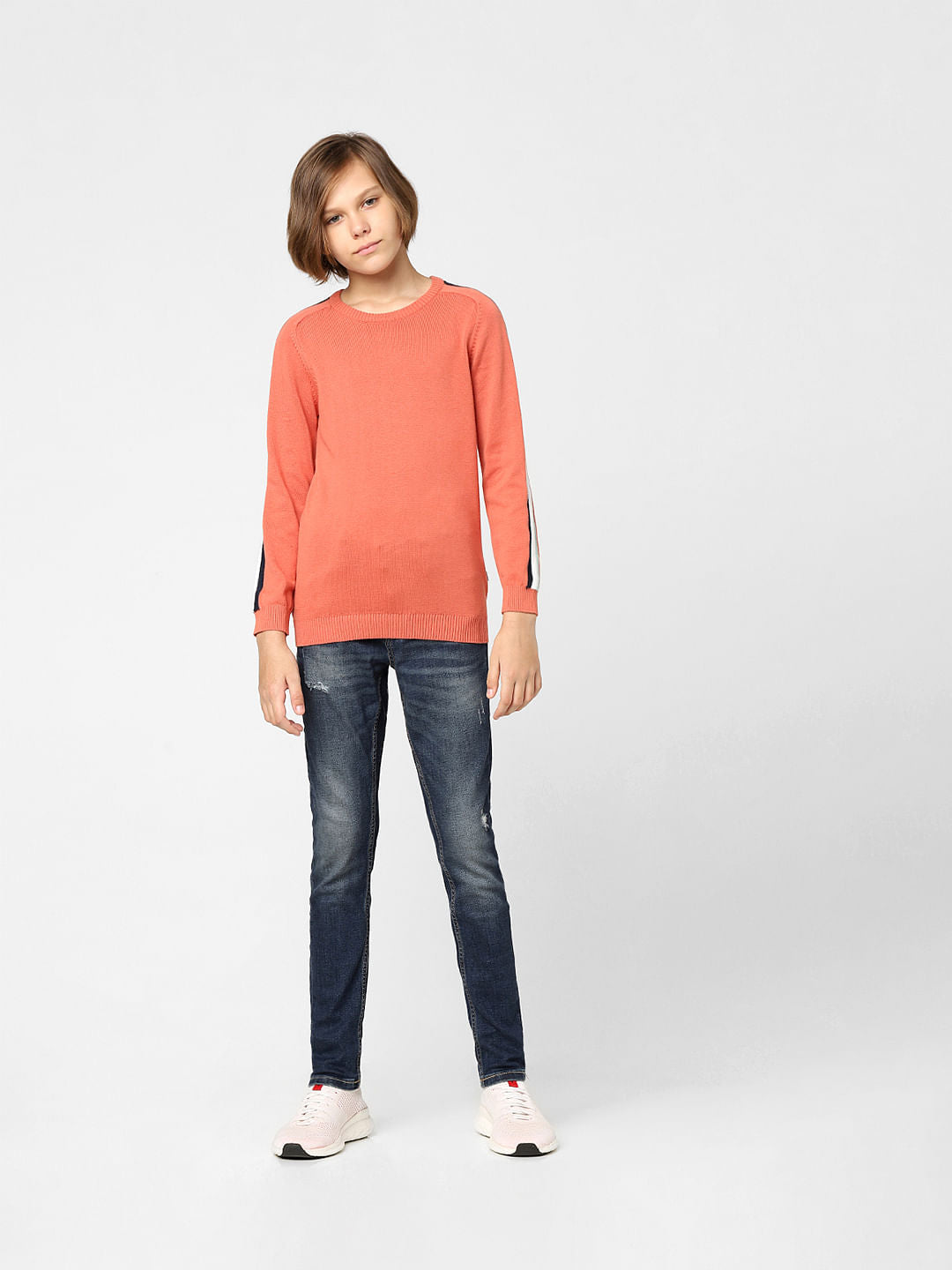 BOYS Orange Tape Detail Pullover