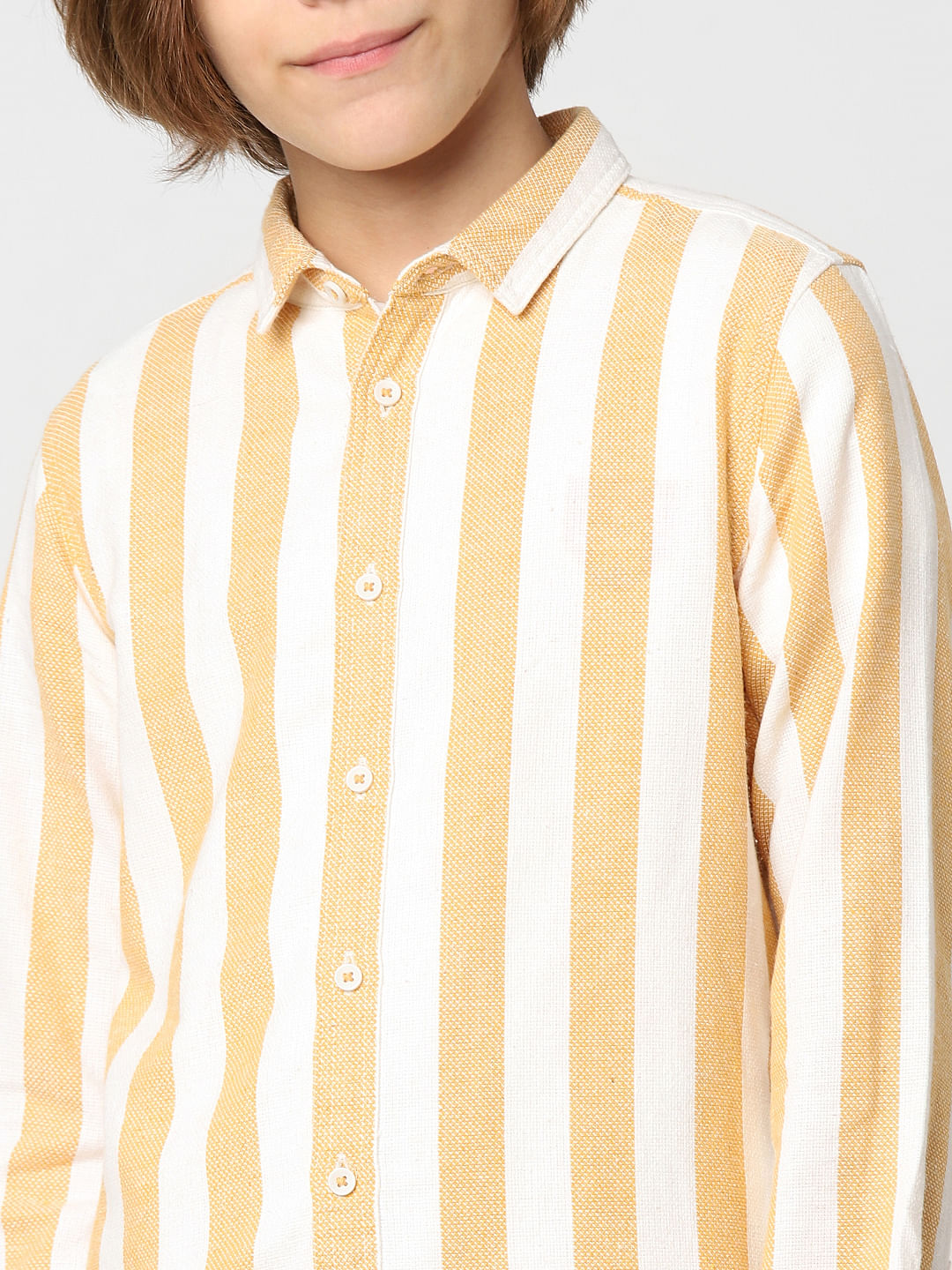 BOYS Orange Striped Full Sleeves Shirt