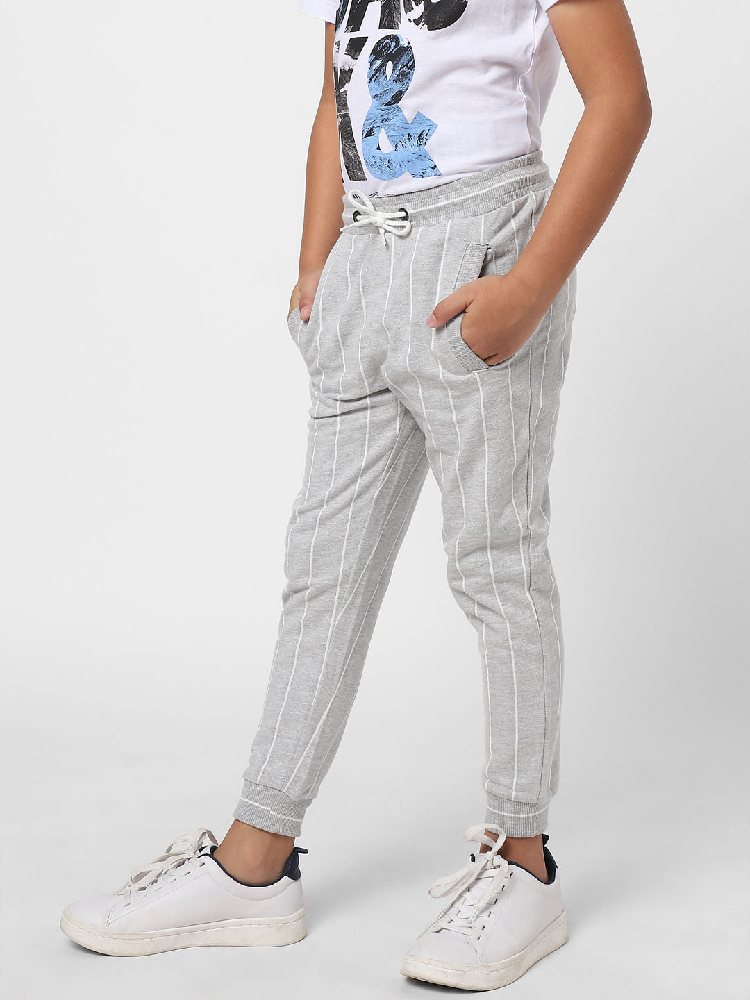 BOYS Grey Striped Sweatpants