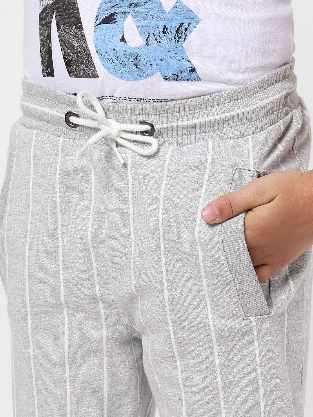BOYS Grey Striped Sweatpants