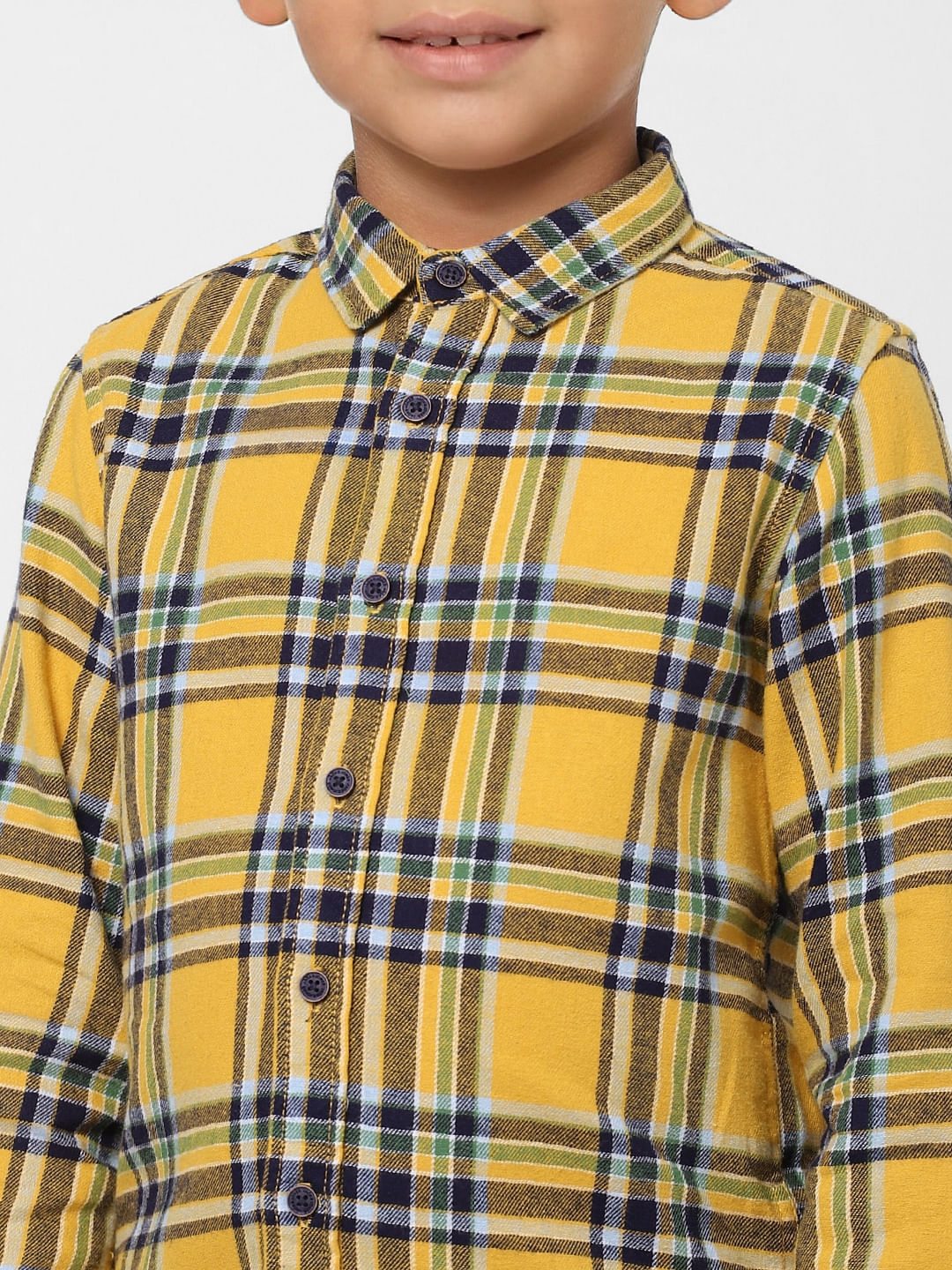 BOYS Yellow Check Full Sleeves Shirt