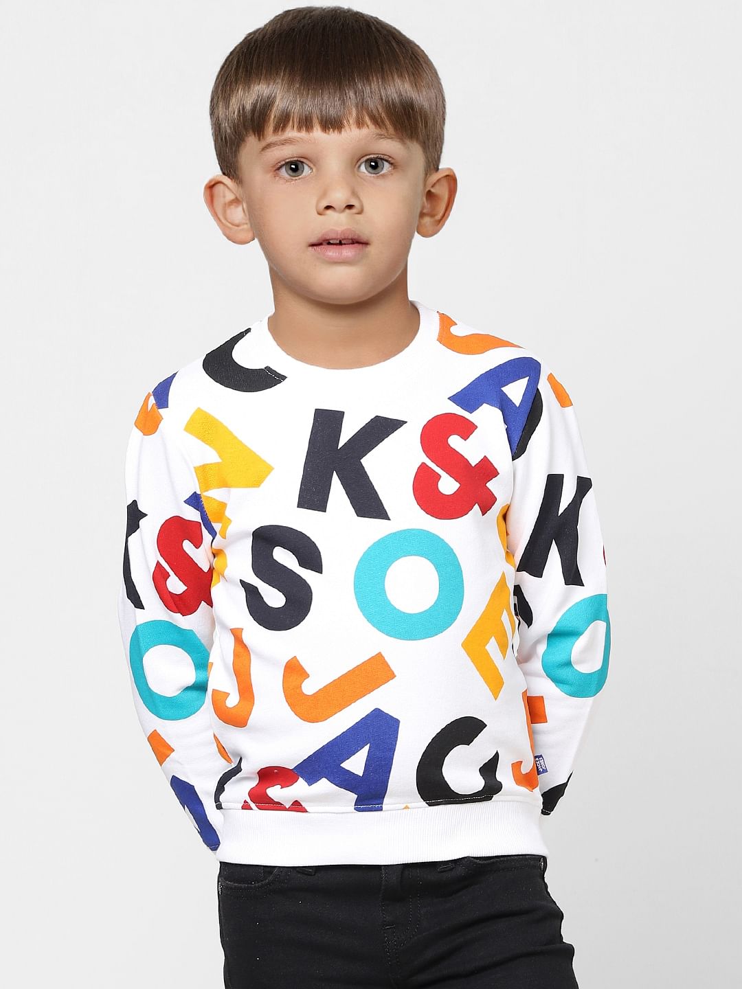 BOYS White All Over Print Sweatshirt