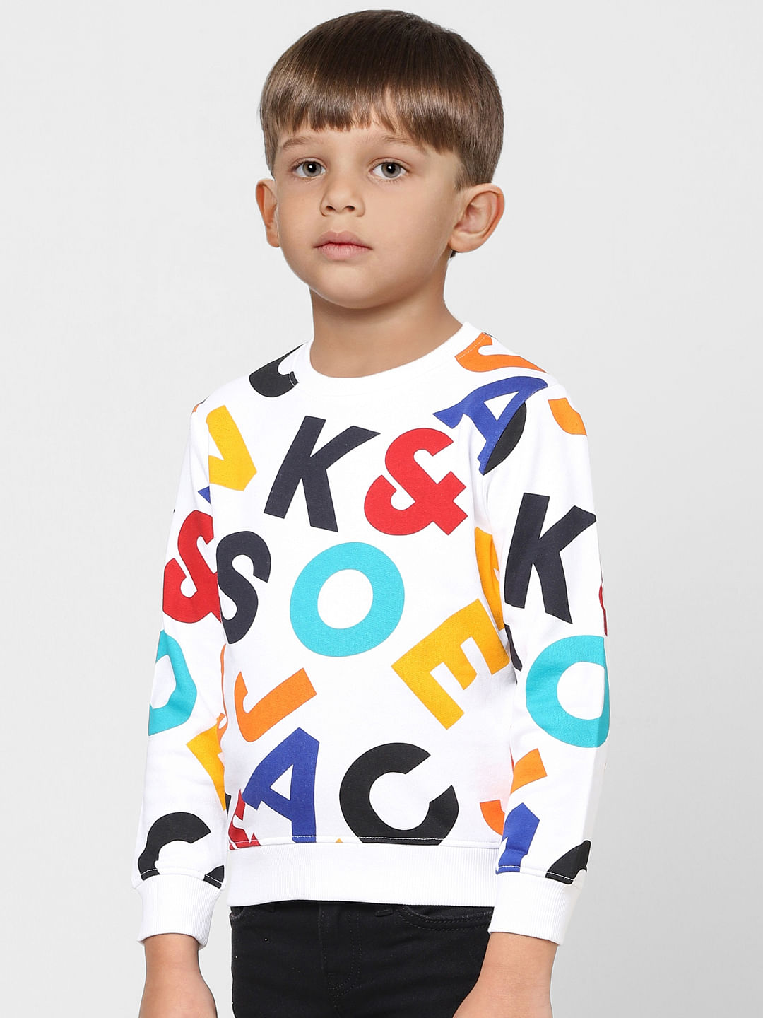 BOYS White All Over Print Sweatshirt