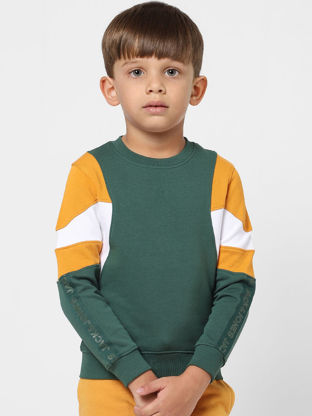 BOYS Green Colourblocked Sweatshirt