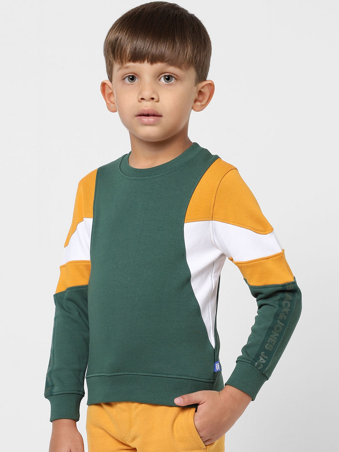 BOYS Green Colourblocked Sweatshirt