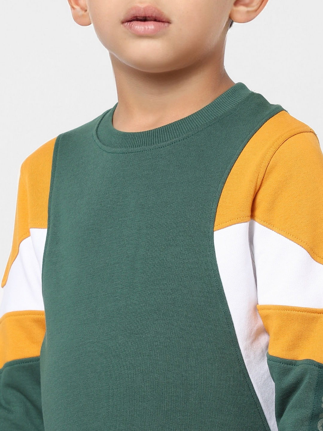 BOYS Green Colourblocked Sweatshirt