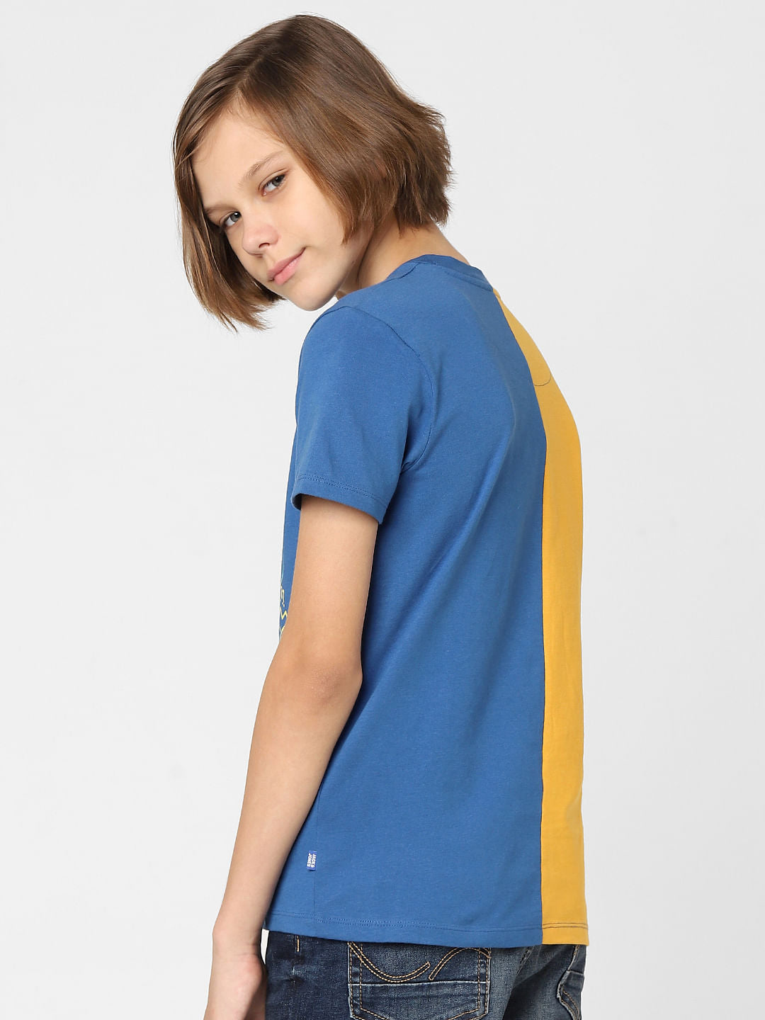 BOYS Yellow & Blue Graphic print T-shirt