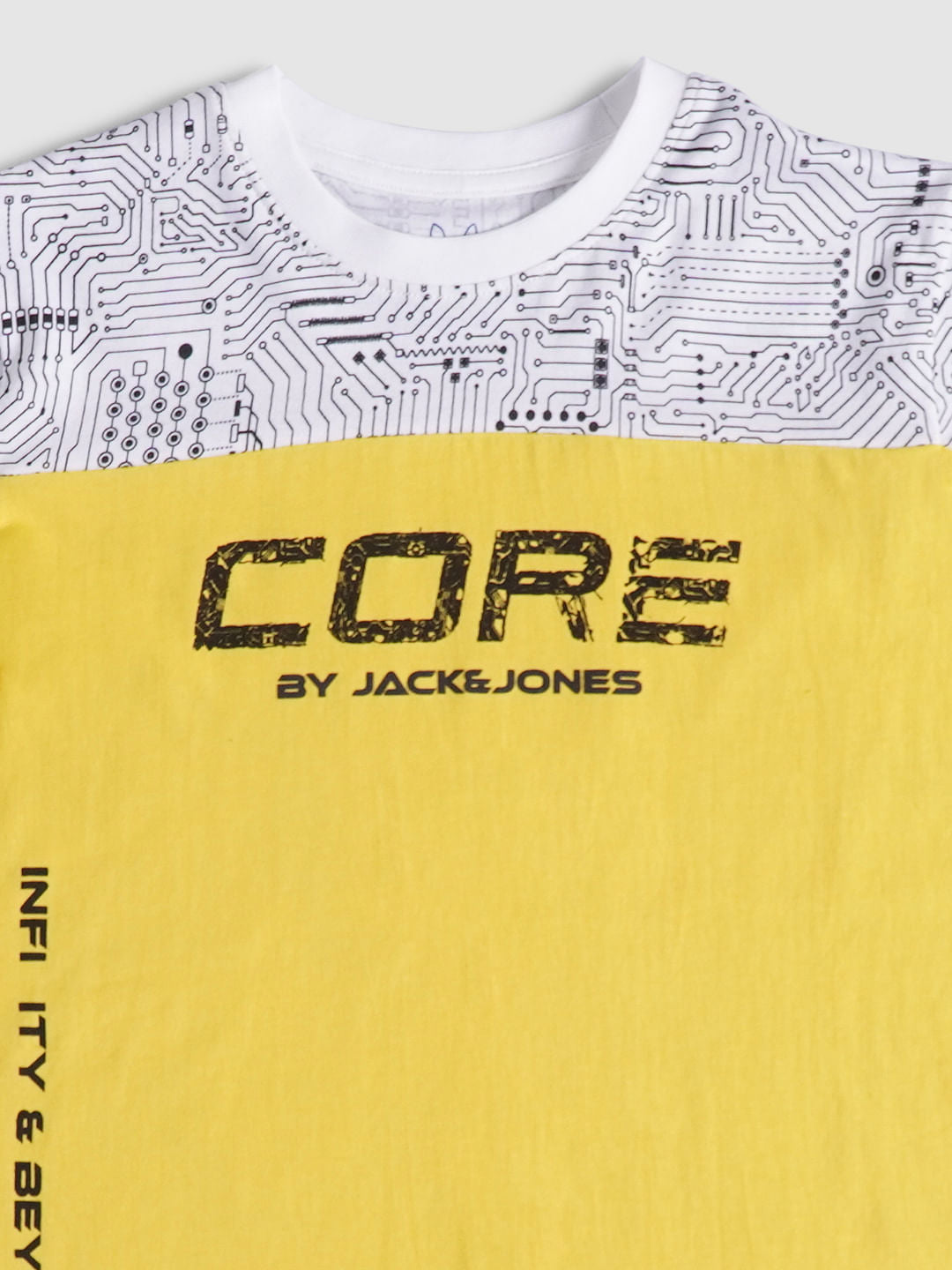 Boys Yellow Circuit Print Crew Neck T-shirt