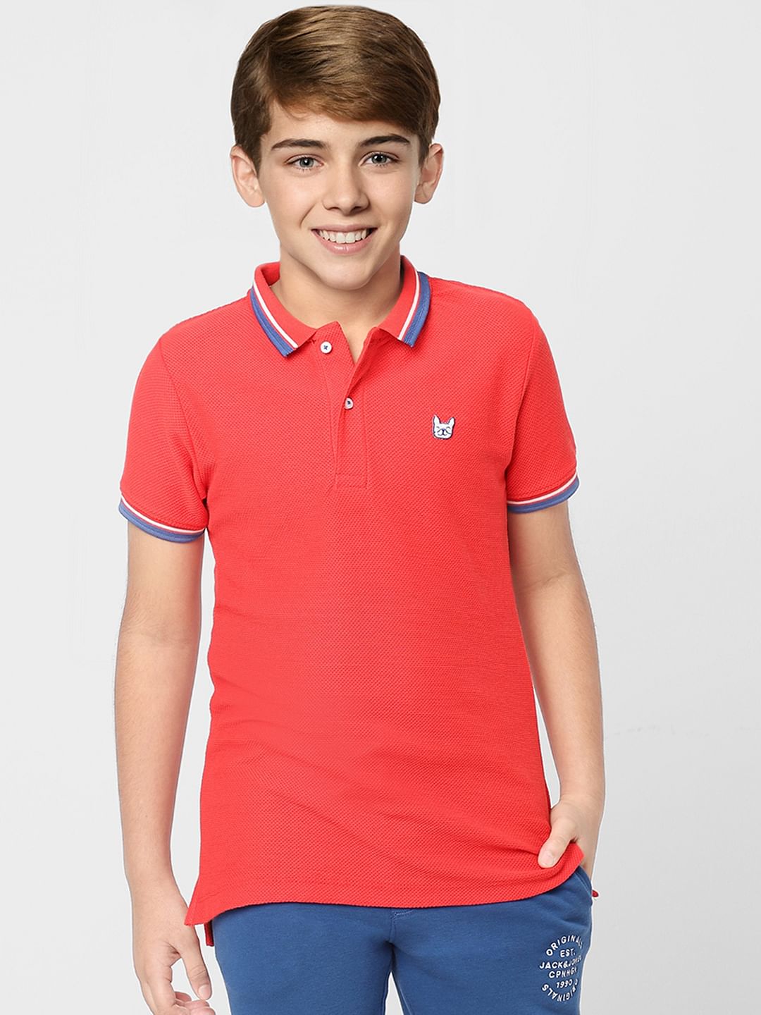 Boys Red Polo Neck T-shirt