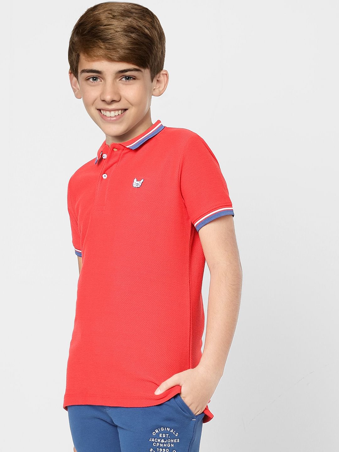 Boys Red Polo Neck T-shirt