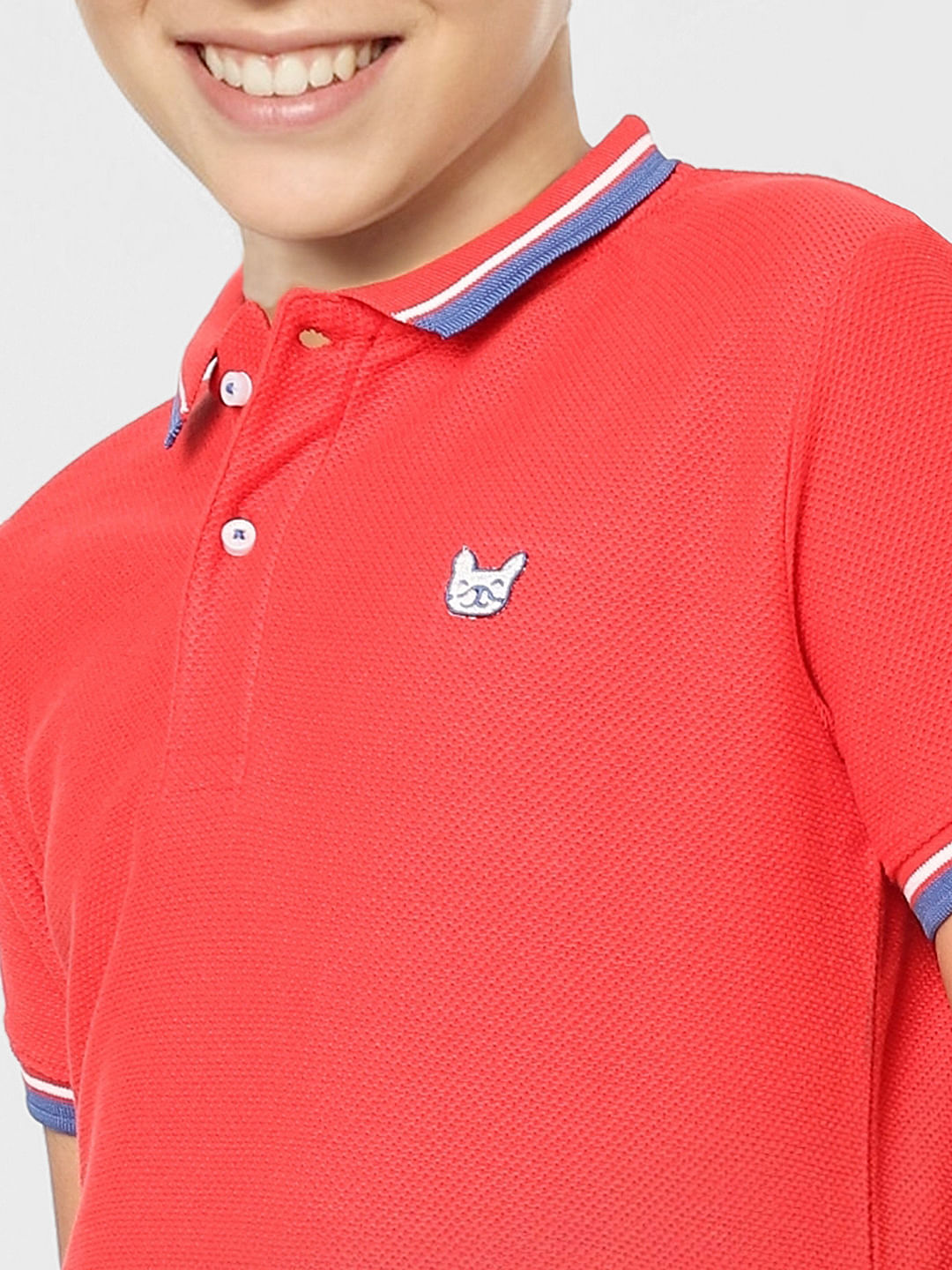 Boys Red Polo Neck T-shirt