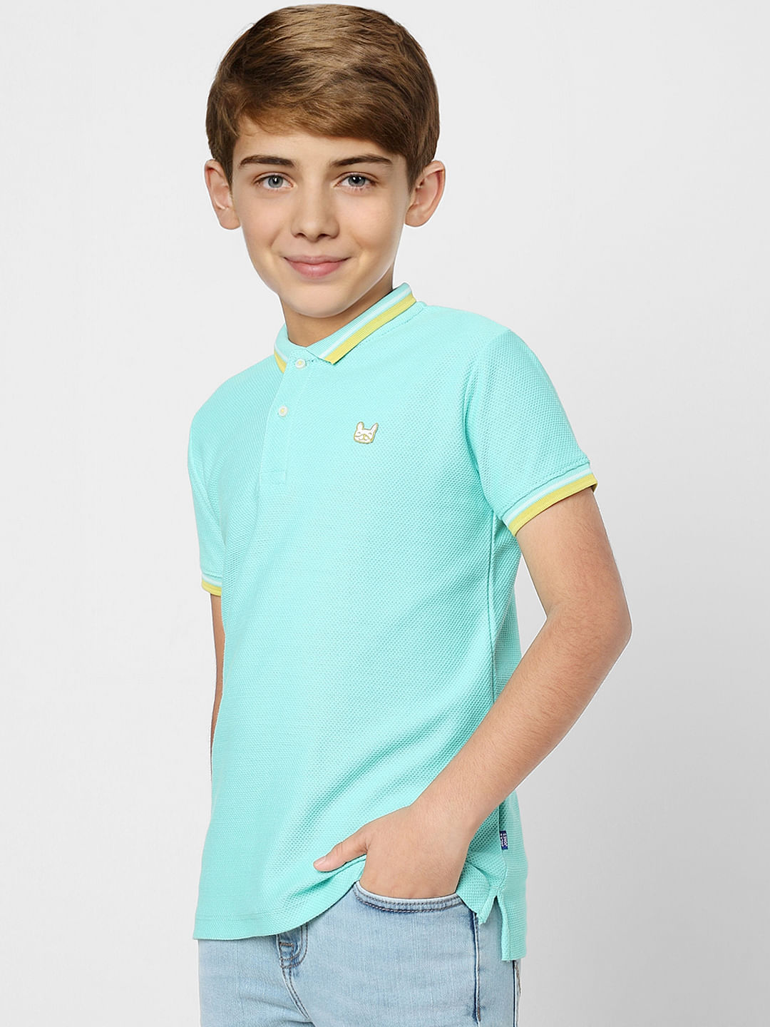 Boys Blue Polo Neck T-shirt