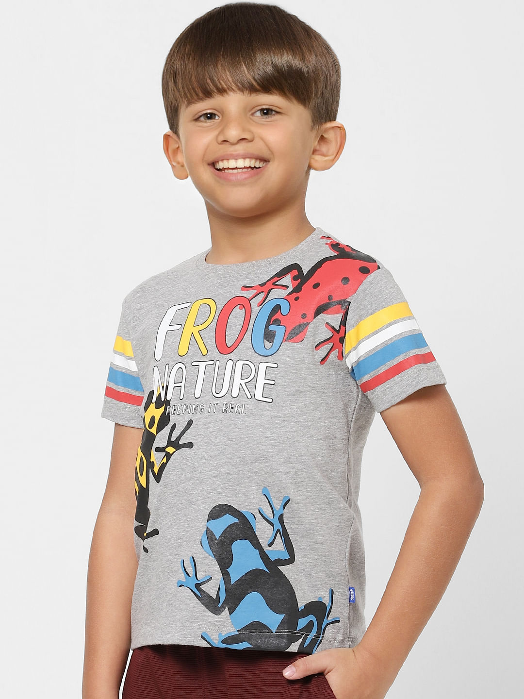 Boys Grey Graphic Print Crew Neck T-shirt