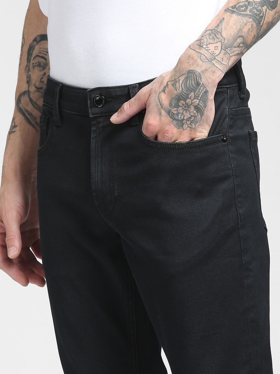 Black Low Rise Glenn Slim Jeans