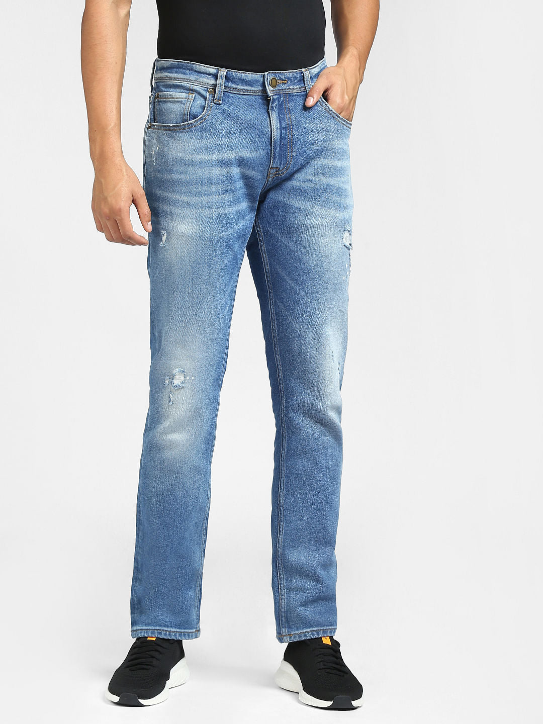 Blue Low Rise Tim Ripped Anti Fit Jeans