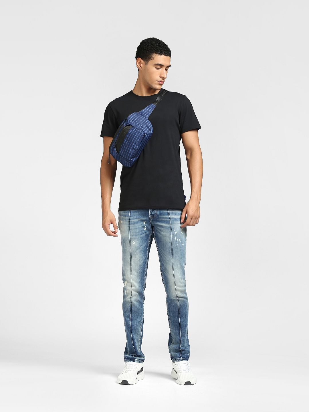 Blue Low Rise Glenn Ripped Slim Jeans