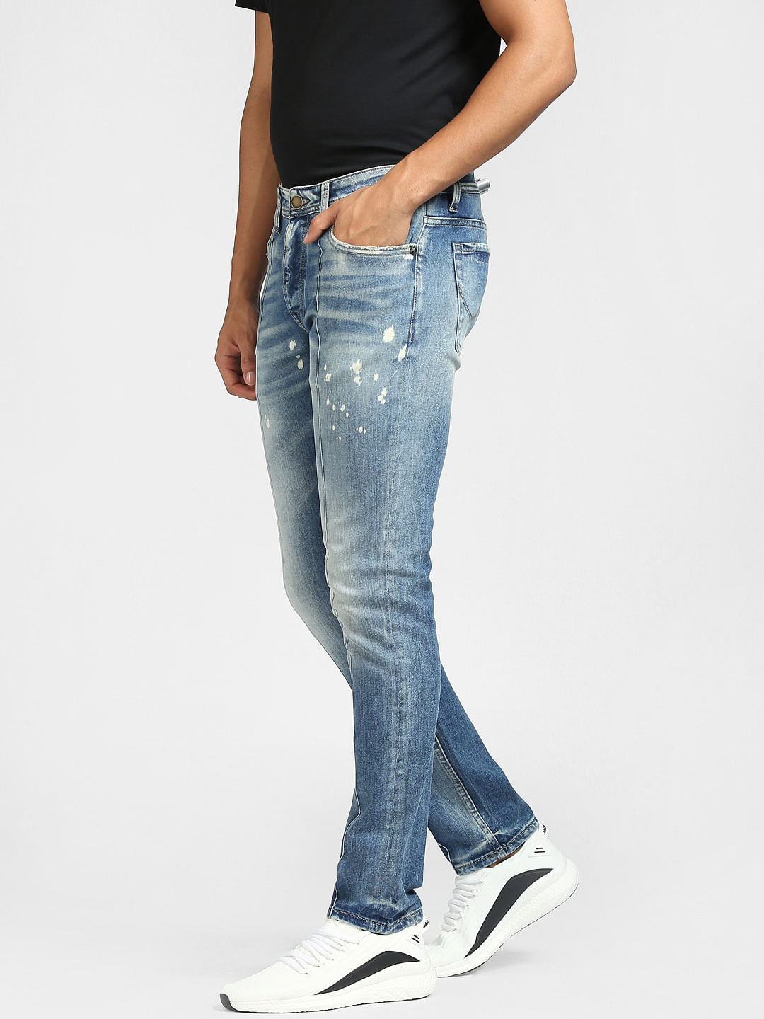 Blue Low Rise Glenn Ripped Slim Jeans