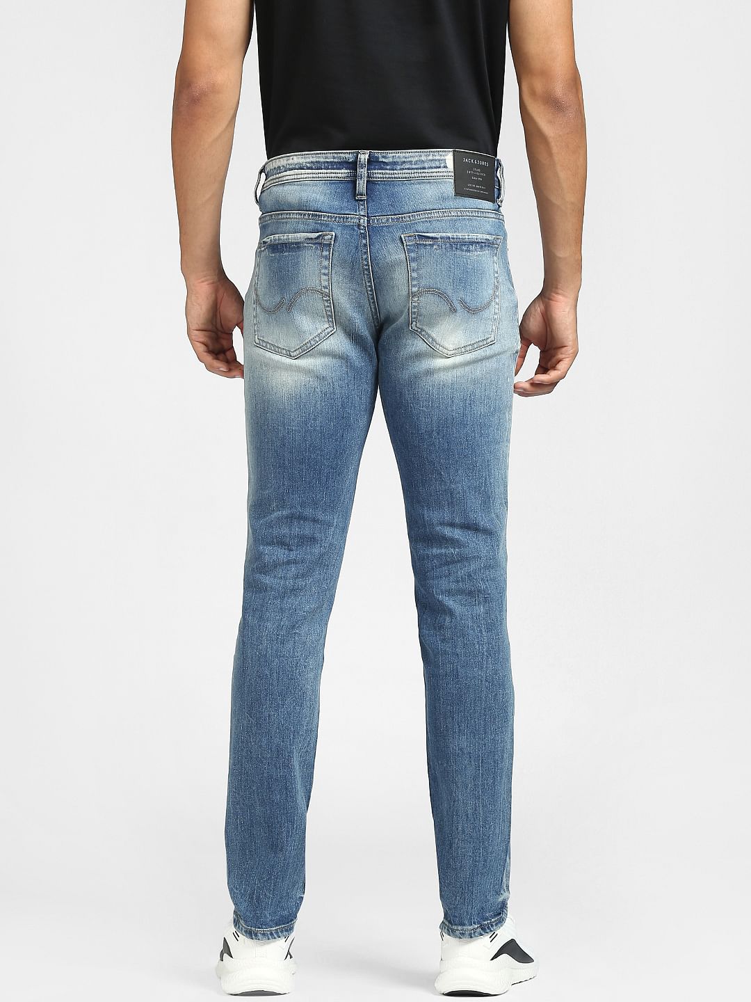 Blue Low Rise Glenn Ripped Slim Jeans
