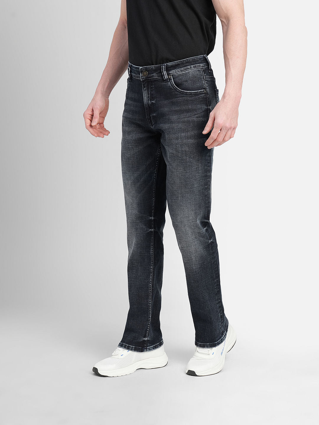 Dark Blue Mid Rise Clark Regular Fit Jeans