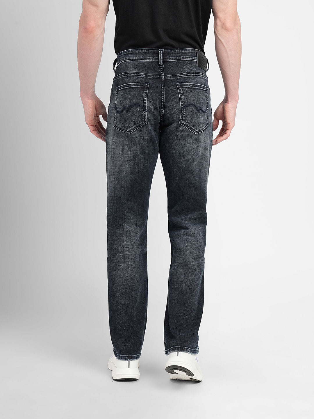 Dark Blue Mid Rise Clark Regular Fit Jeans