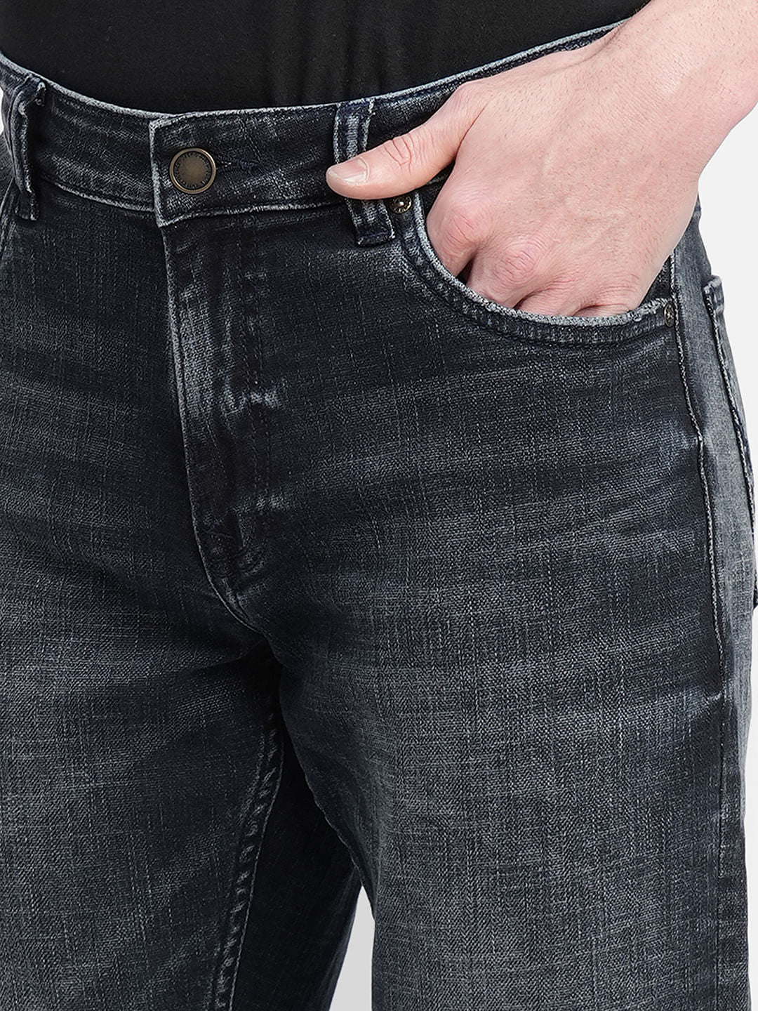 Dark Blue Mid Rise Clark Regular Fit Jeans