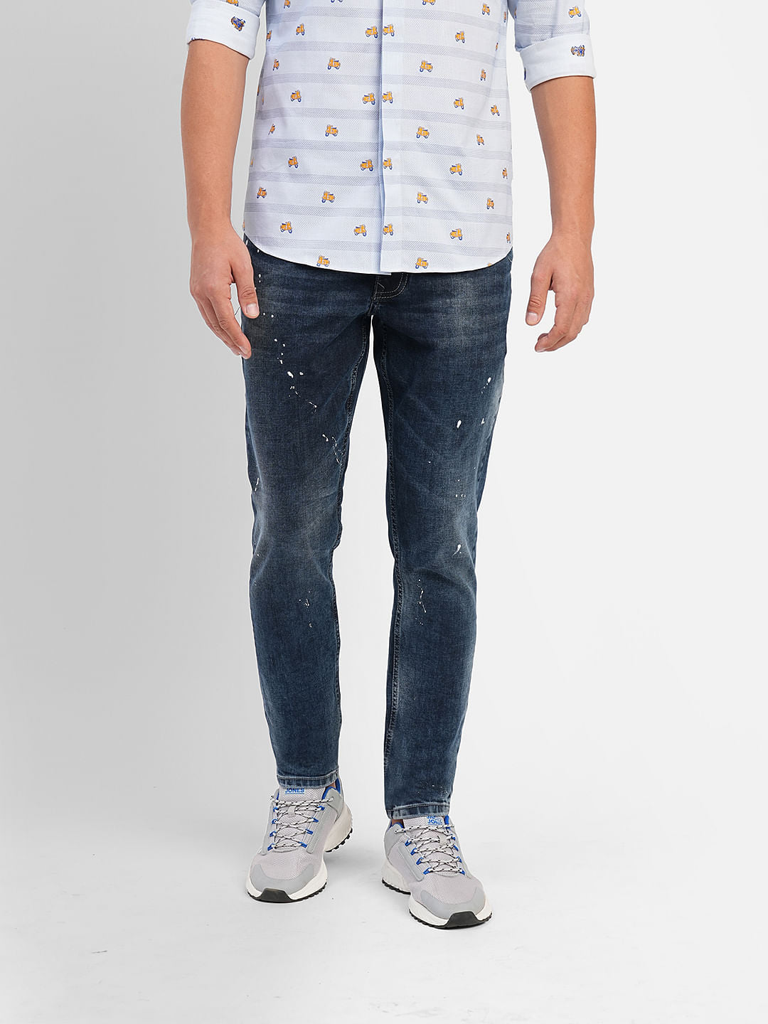 Blue Low Rise Distressed Glenn Slim Jeans