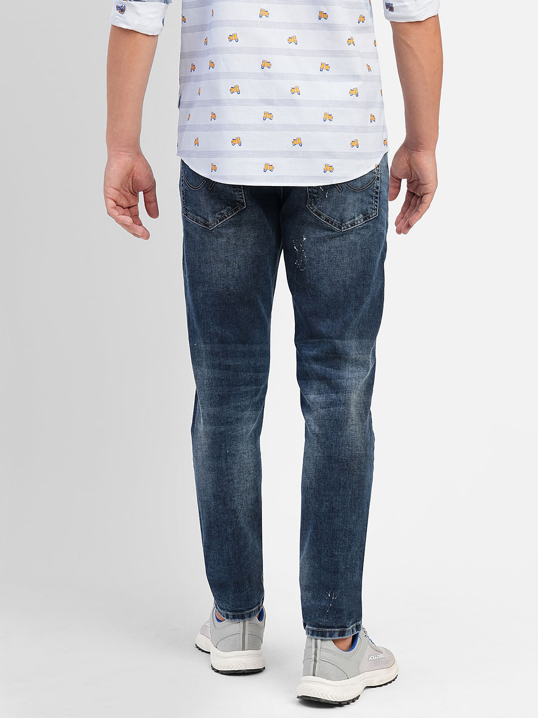 Blue Low Rise Distressed Glenn Slim Jeans