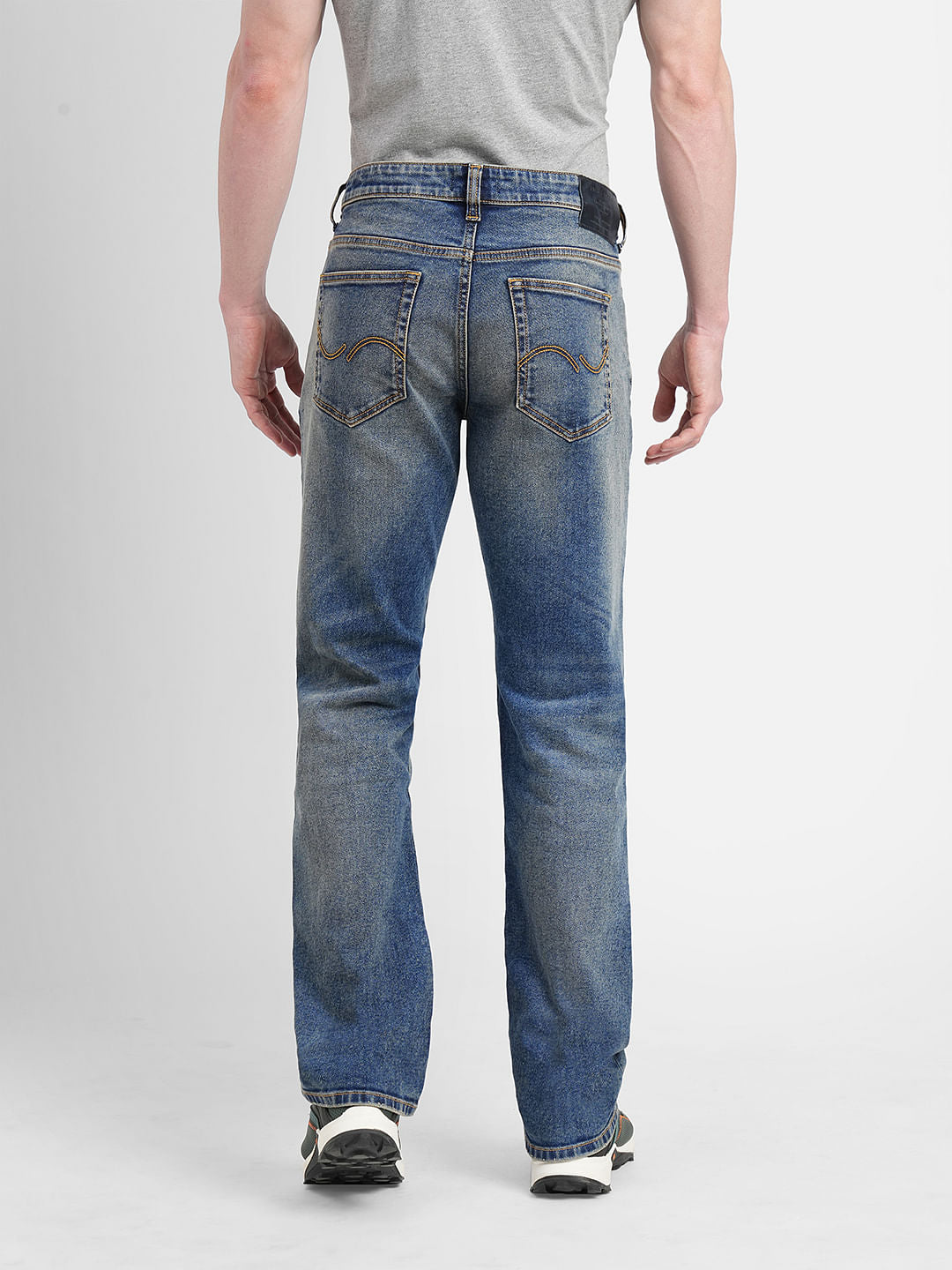 Dark Blue Mid Rise Clark Regular Fit Jeans