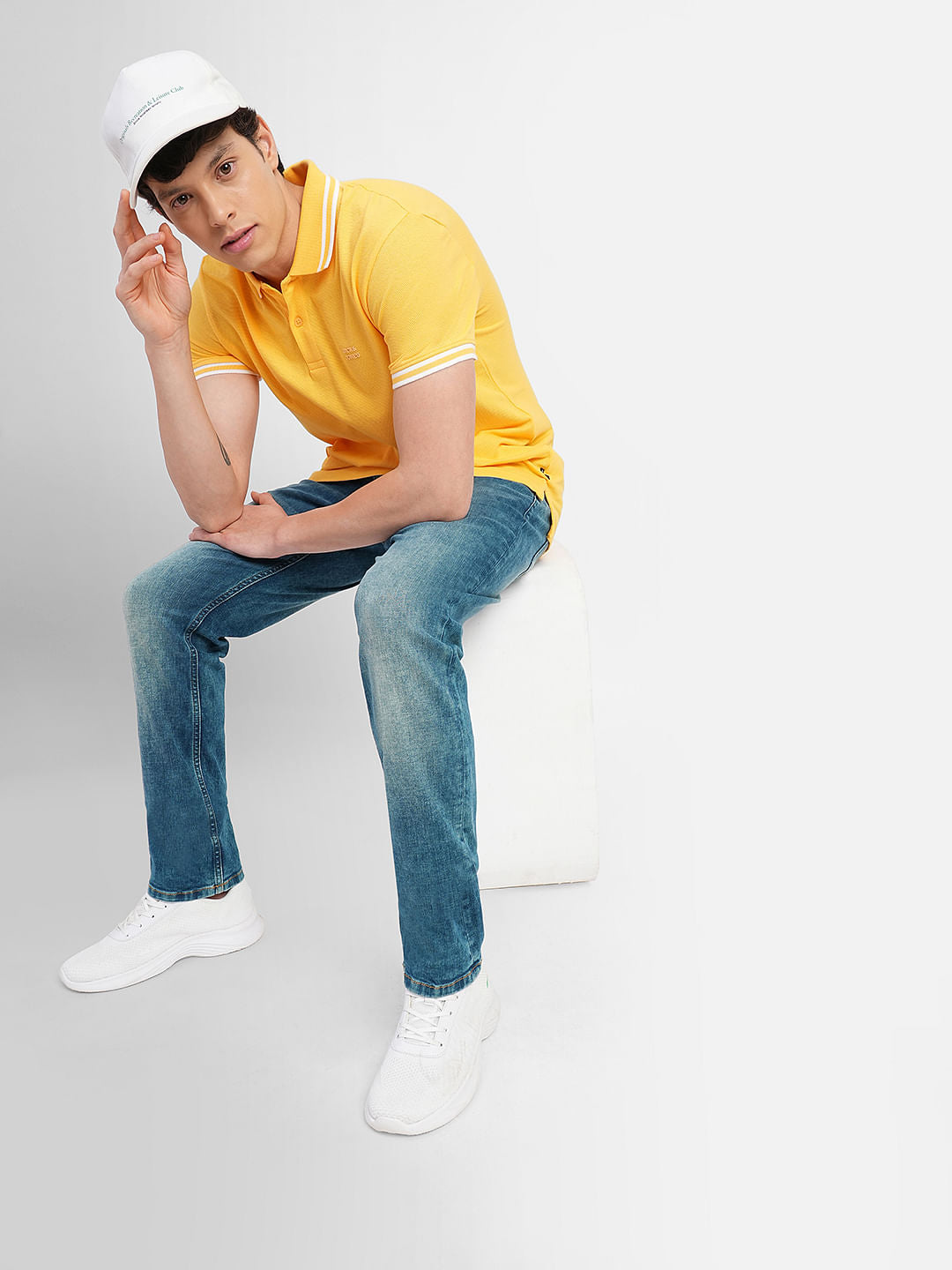 Blue Low Rise Washed Tim Anti Fit Jeans