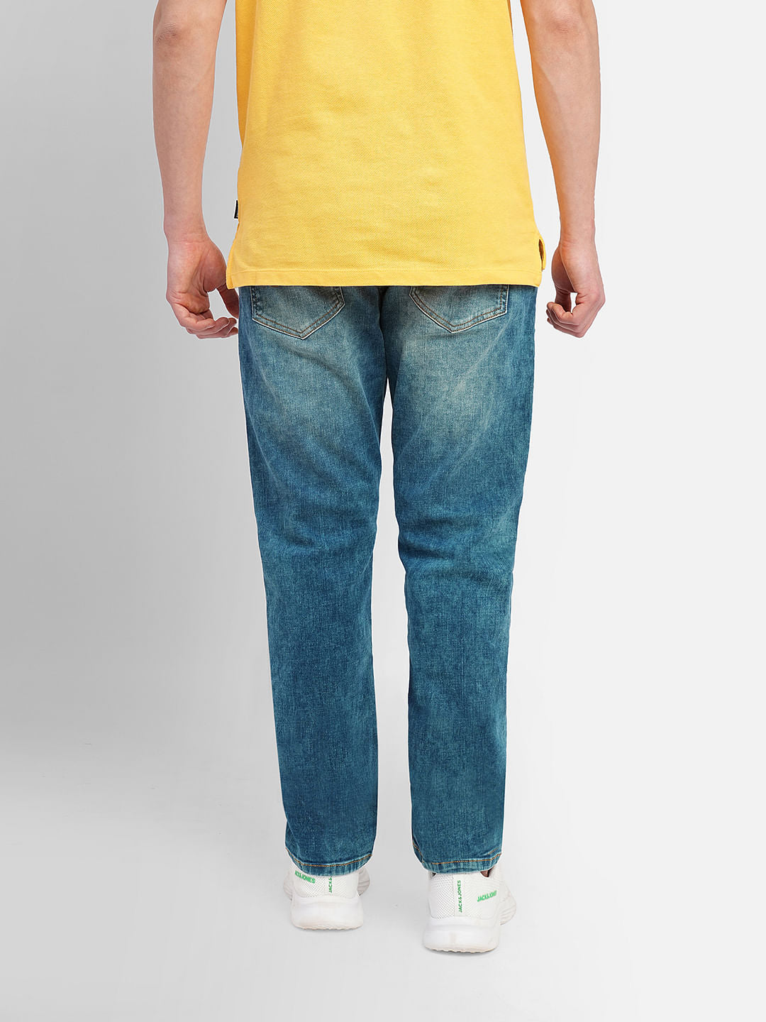 Blue Low Rise Washed Tim Anti Fit Jeans
