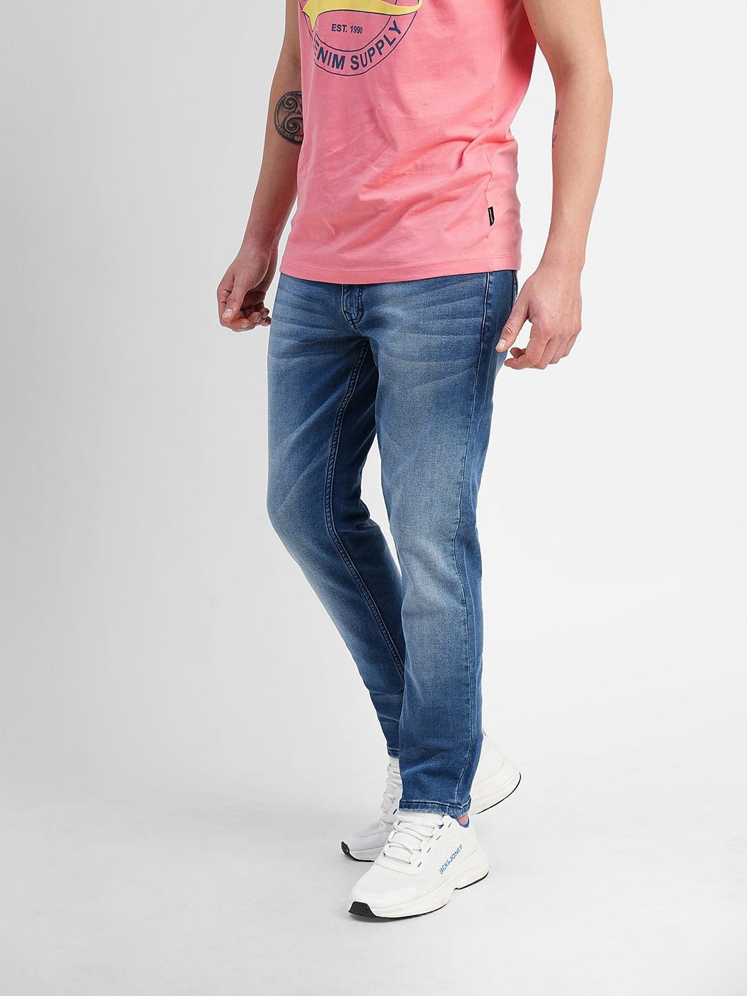 Blue Low Rise Washed Ben Skinny Fit Jeans