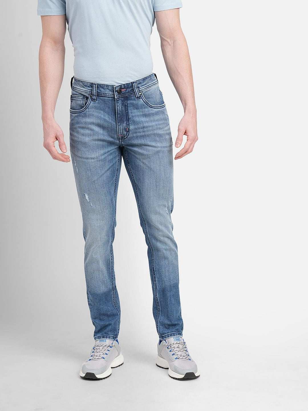 Blue Low Rise Distressed Liam Skinny Jeans
