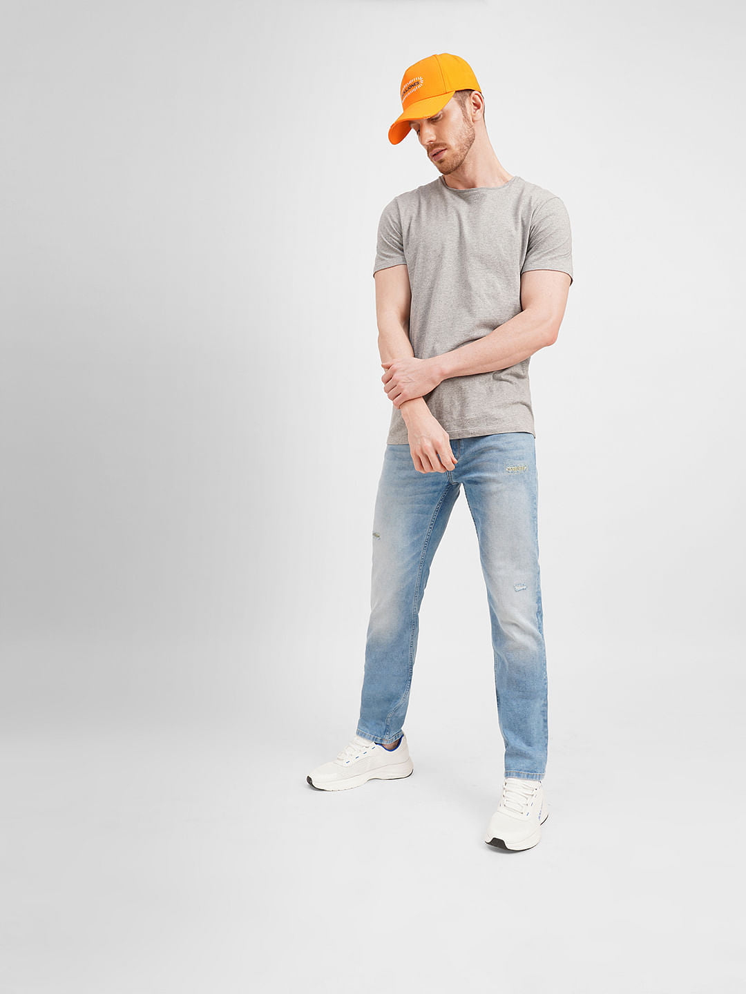 Light Blue Low Rise Distressed Tim Anti Fit Jeans